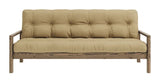 Knottesofa, brun lakkert furu, hvete beige