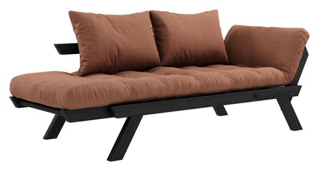 Bebop sofa seng, svart lakkert, furu/leirbrun