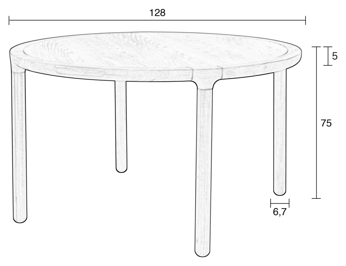 Storm spisebord Ø128 - lakkert eik finér