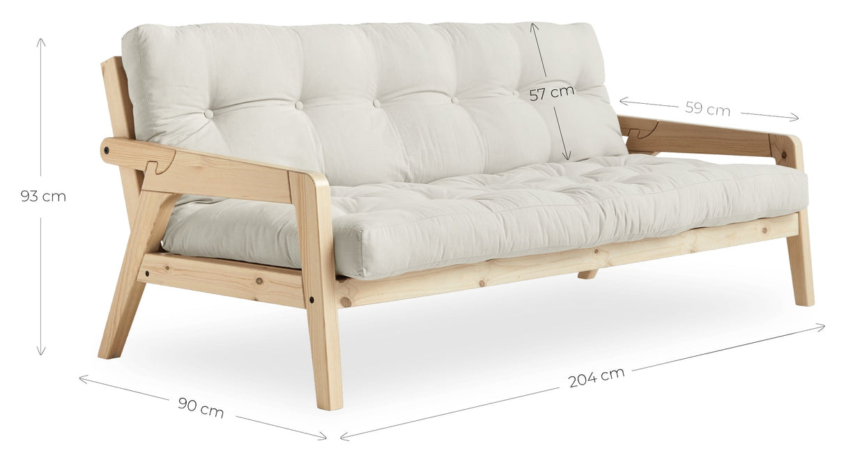 Grip sofa seng 130x200, natur/bensinblått