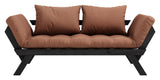 Bebop sofa seng, svart lakkert, furu/leirbrun