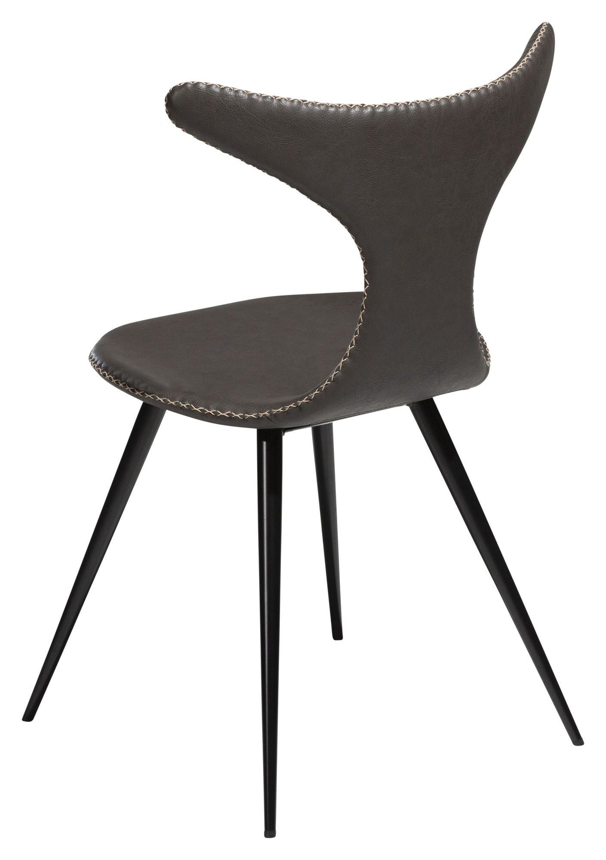 Dolphin Dining Chair, Vintage Grey Leatherette/ Round Black Bens