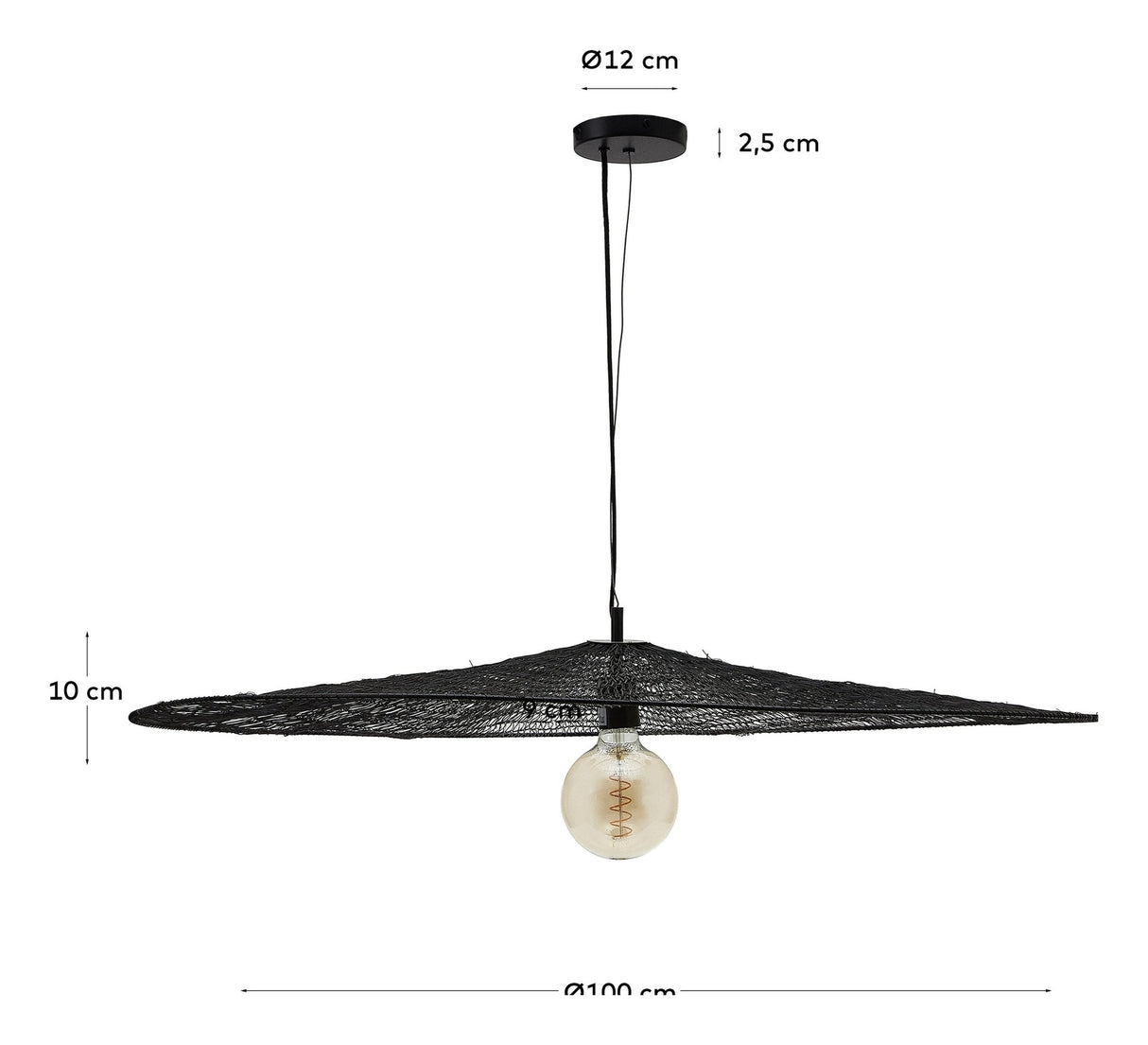 Makai taklampe med svart finish, Ø100