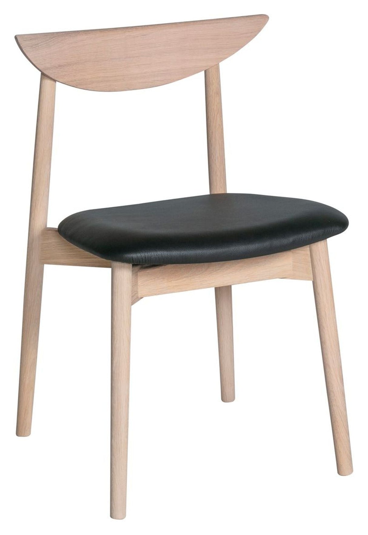 Symphony Dining Chair 02, White Oak/Black Leather