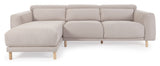 Singa 3-personer. Sofa med venstre venstre sjeselong, beige chenille