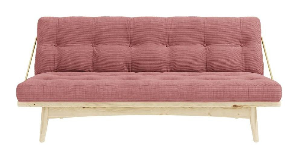 Folkesofa, furu, sorbet rosa fløyel