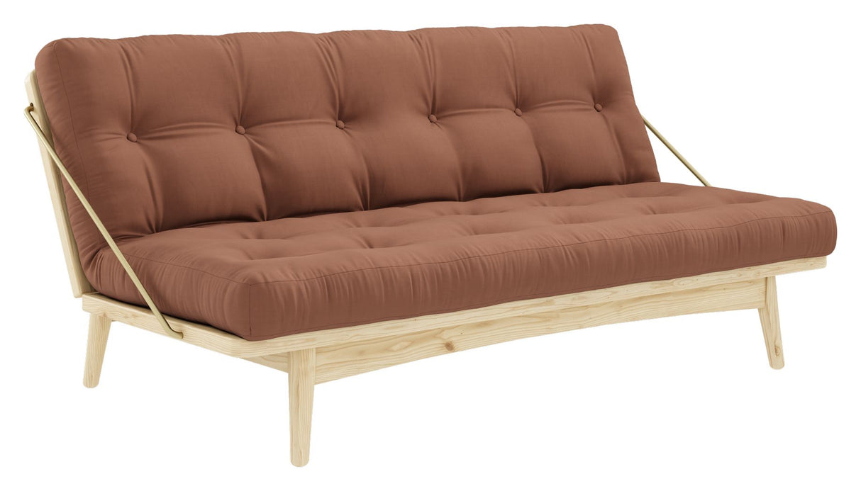 Folkesofa, furu/leirbrun