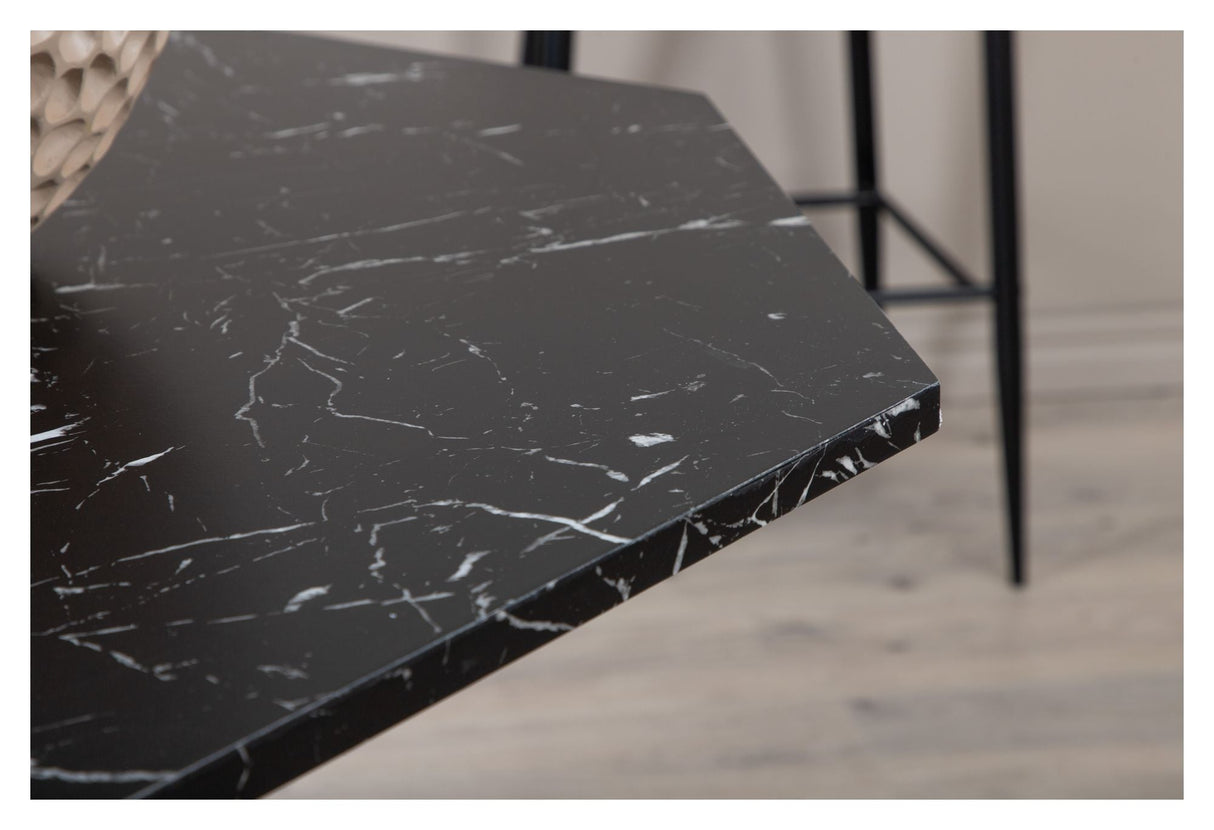 Marmor spisebord, Ø110, Black Marble Look