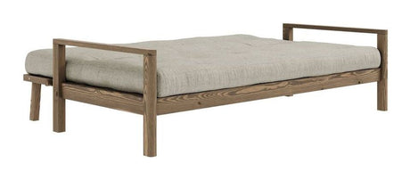 Knottesofa, brun lakkert furu, lin