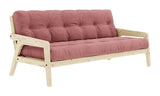 Grip sofa seng, lakkert furu, sorbet rosa fløyel