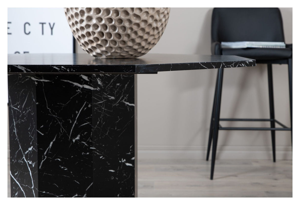 Marmor spisebord, Ø110, Black Marble Look