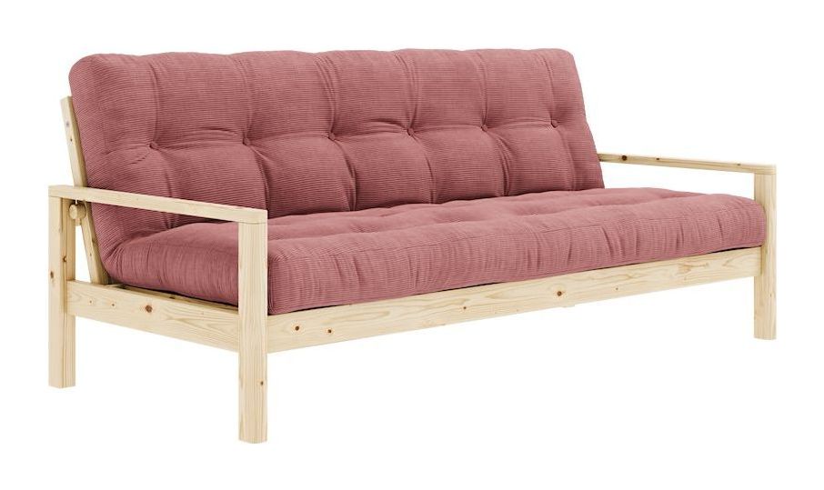 Knottesofa, lakkert furu, sorbet rosa fløyel