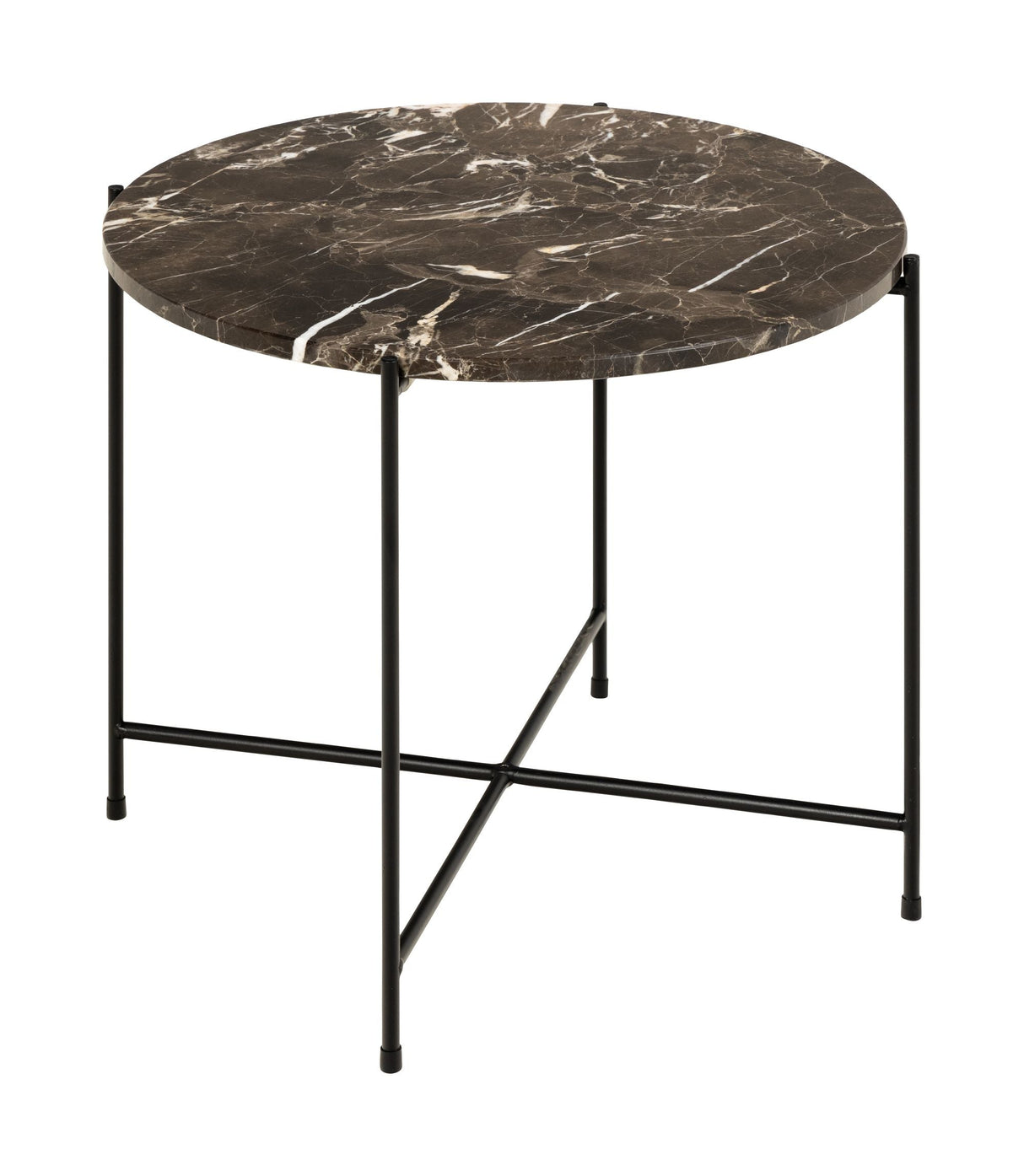 Avila sidebord i polert brun Emperador Marble, Ø52