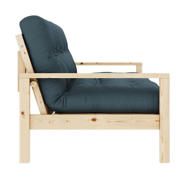 Knottesofa, lakkert furu, bensinblått