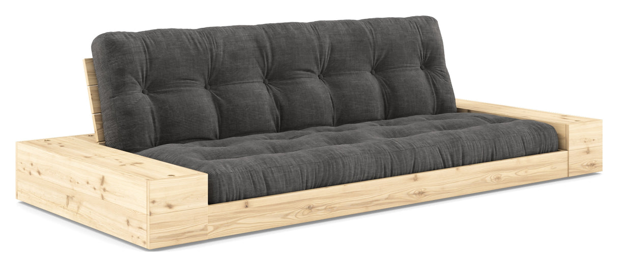 Base sofa seng med sidekasser, trekull/natur