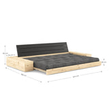 Base sofa seng med sidekasser, mocca/natur