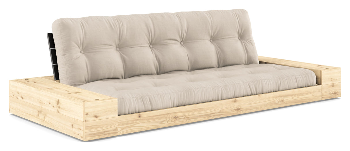 Base sofa seng med sidekasser, beige/svart