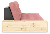 Basesofa med sidekasser, sorbet rosa/svart