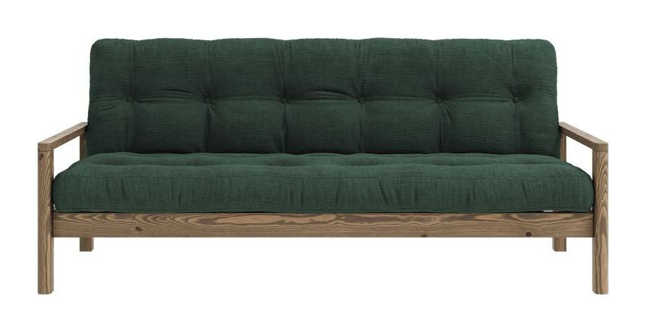 Knottesofa, brun lakkert furu, tang fløyel