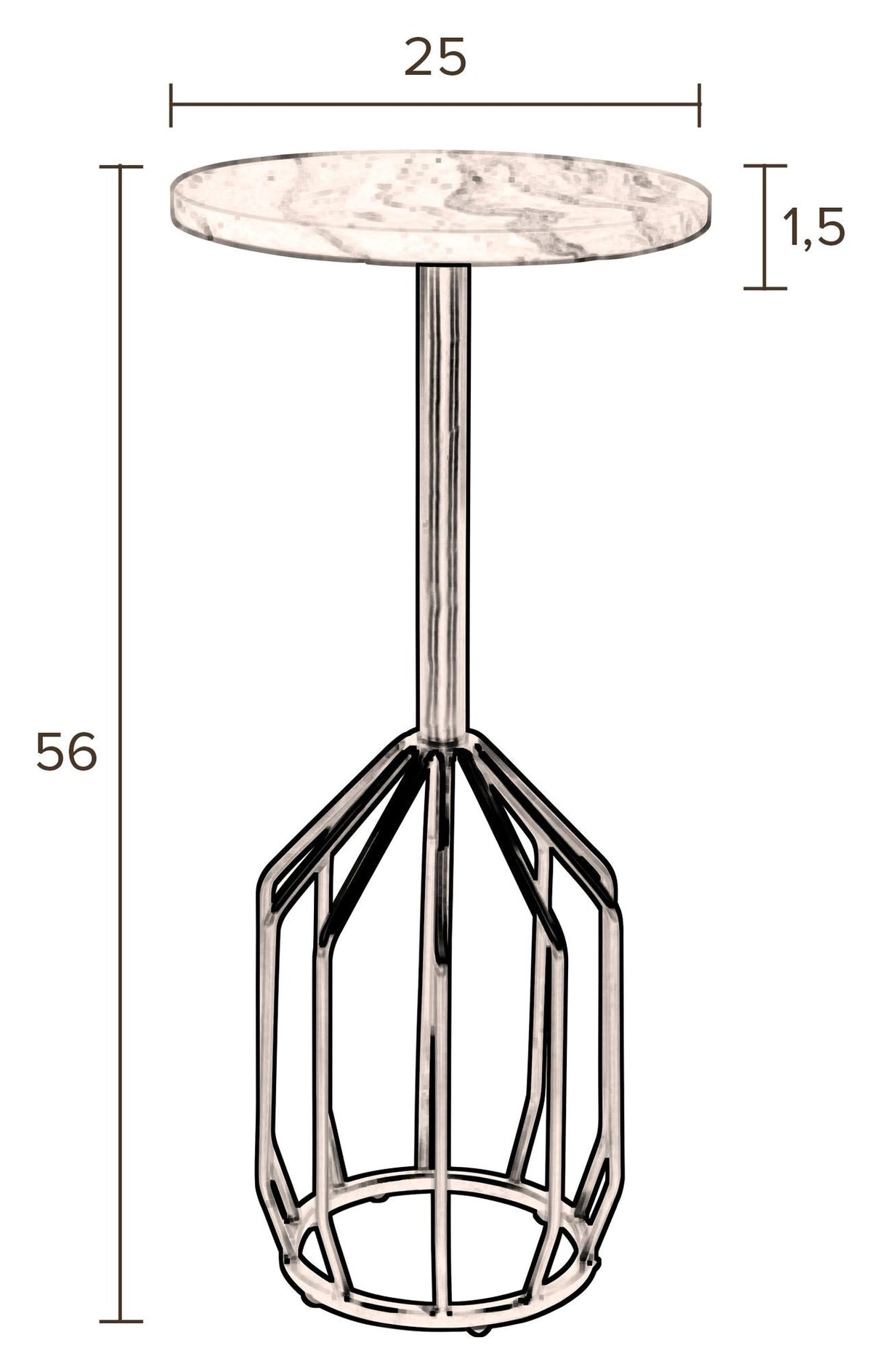 Dutchbone Salerno sidebord, Ø25, hvit marmor