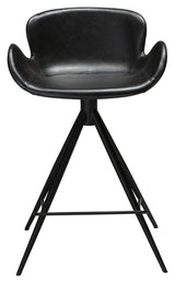 Gaia Counter Stool SH: 65cm, Vintage Black Leatherette med svarte ben