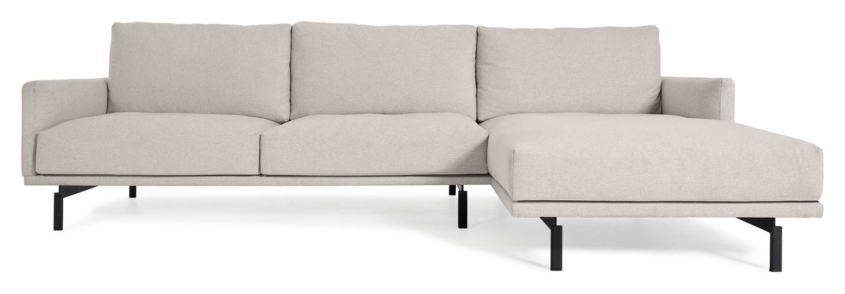 Galen 3-personer. Sofa med venstre venstre sjeselong, B254, Beige Chenille