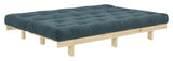 Lean Sofa Bed, Pine/Light Petroleum Blue Velvet