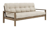 Knottesofa, brun lakkert furu, beige