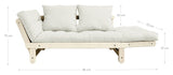 Pisk sofa -seng, svart lakkert, furu/hvete beige