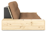 Base sofa seng med sidekasser, mocca/natur