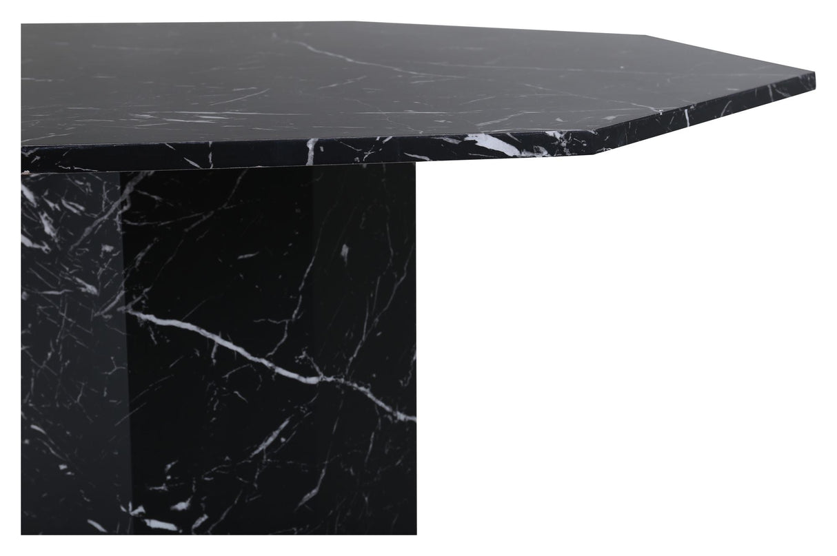 Marmor spisebord, Ø110, Black Marble Look