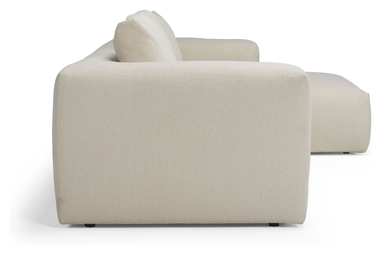 Kornum Sofa med Chaise Longue igjen, Offwhite Bouclé