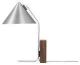 Keglebordlampe, børstet aluminium/valnøtt