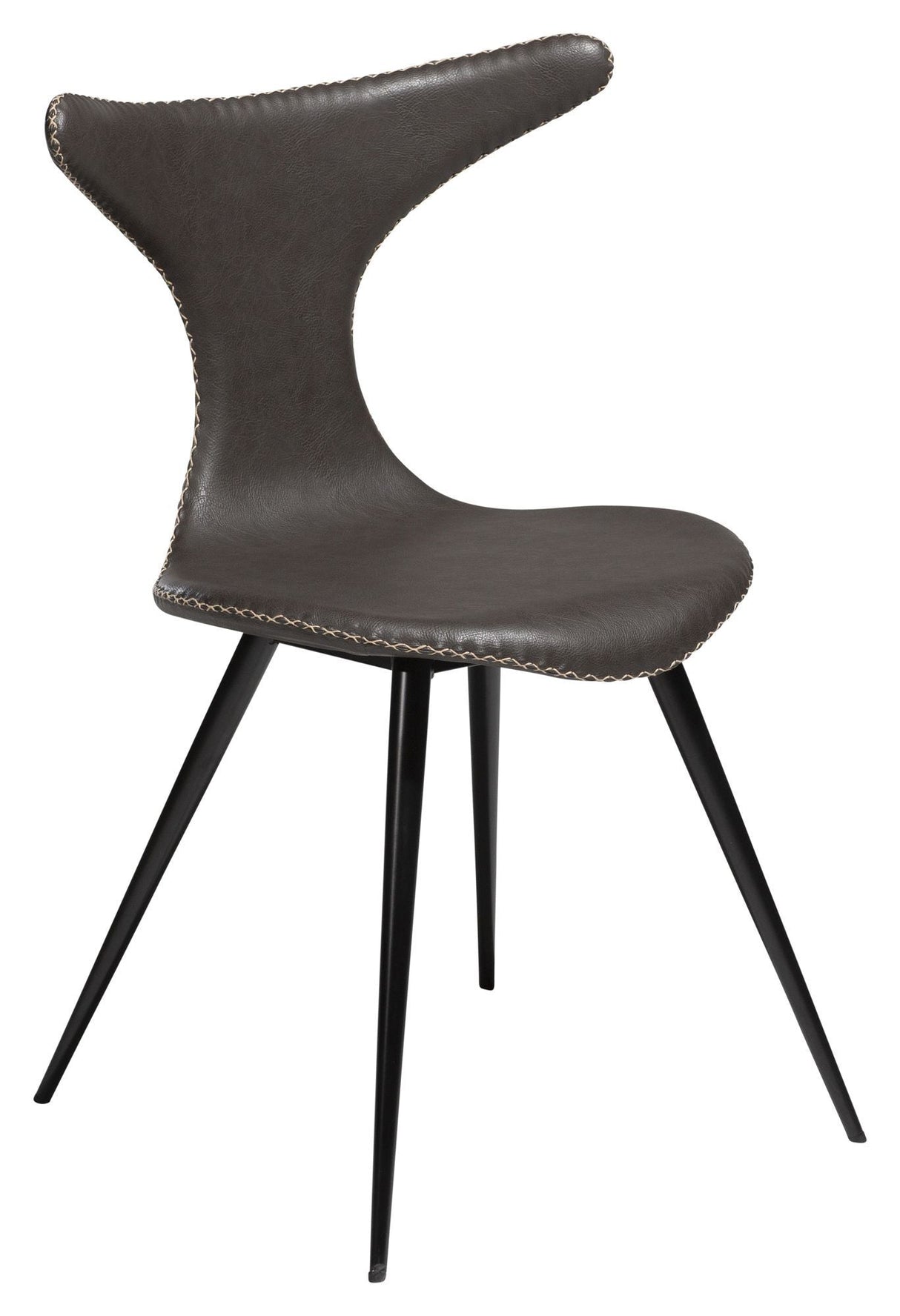 Dolphin Dining Chair, Vintage Grey Leatherette/ Round Black Bens