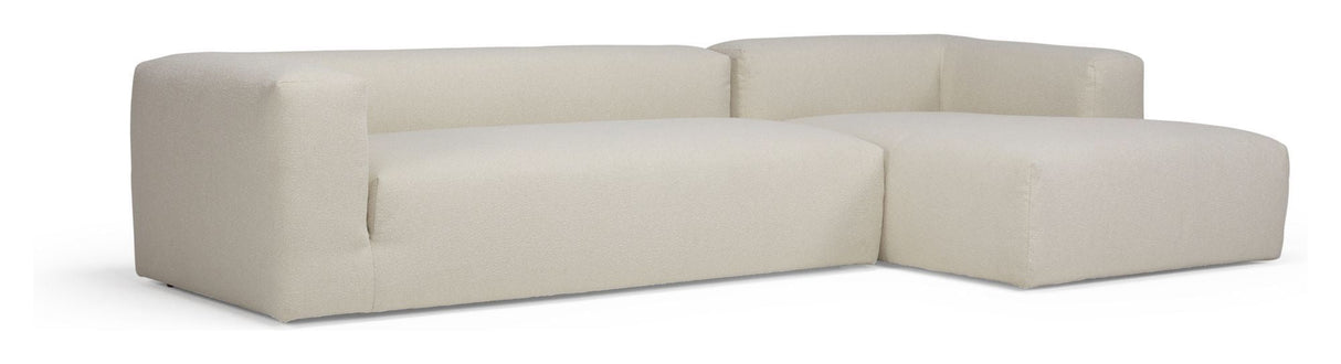 Kornum sofa med Chaise Longue Right, Offwhite Bouclé