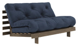 Røtter 140 sofa seng, brun lakkert furu, marine