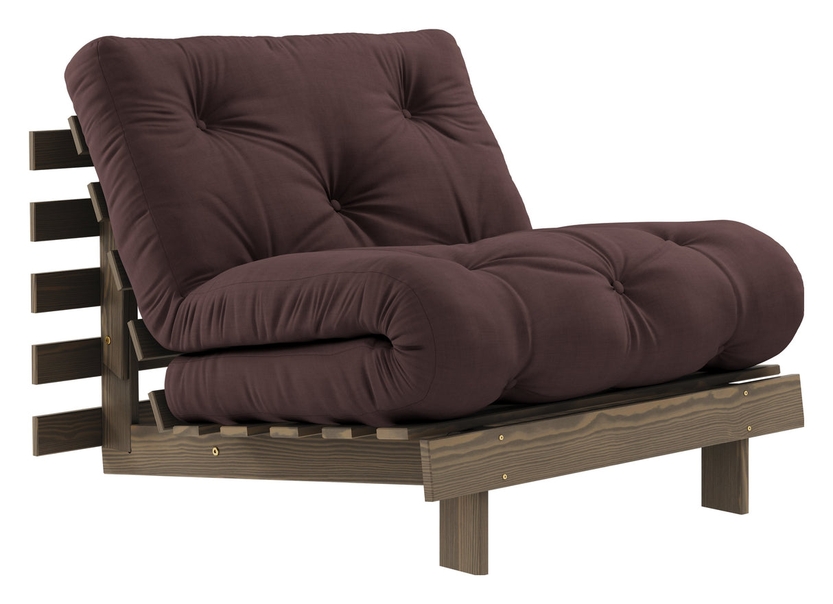 Røtter 90 sofa seng, brun lakkert furu, brun