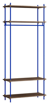 Hyllingssystem w. Shackle Bar, 1 Bay, 4 hyller, H: 200, røkt eik/blå