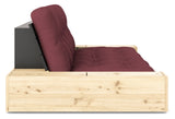 Base sofa seng med sidekasser, Bordeaux/svart