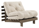 Røtter 90 sofa seng, brun lakkert furu, beige