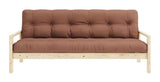 Knottesofa, lakkert furu, leirbrun