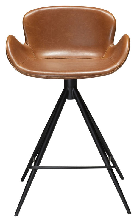 Gaia Counter Stool SH: 65cm, Vintage Light Brown Leatherette med svarte ben