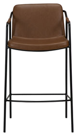 Boto Counter Chair, Vintage Light Brown Leatherette With Black Leg, SH: 67cm