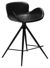 Gaia Counter Stool SH: 65cm, Vintage Black Leatherette med svarte ben