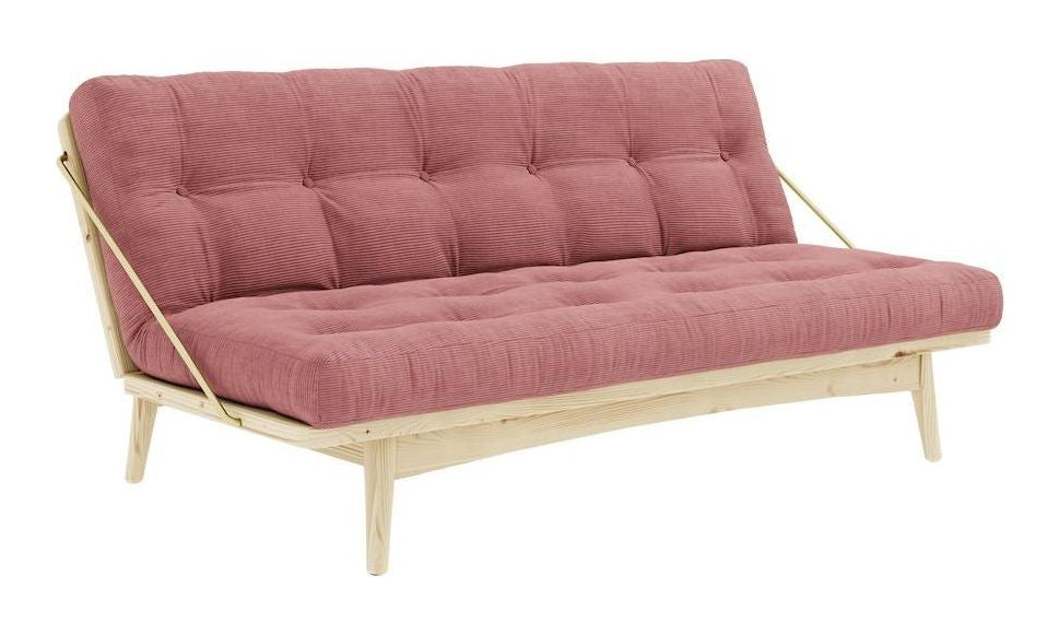 Folkesofa, furu, sorbet rosa fløyel