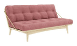 Folkesofa, furu, sorbet rosa fløyel