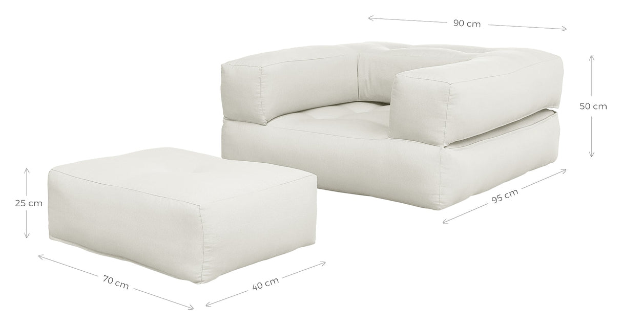 Kube futon, av hvitt