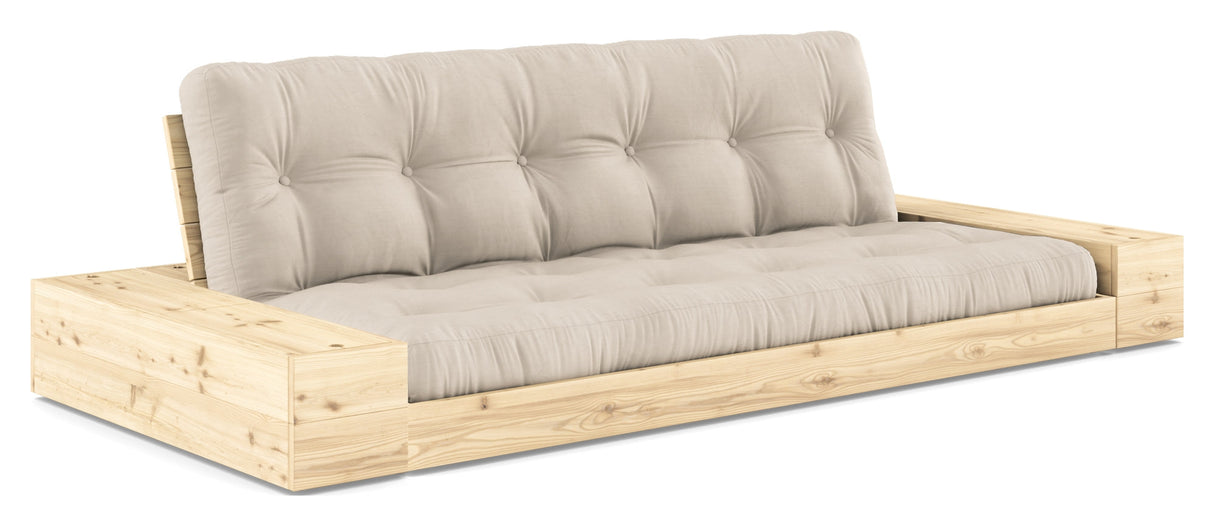 Base sofa seng med sidekasser, beige/natur