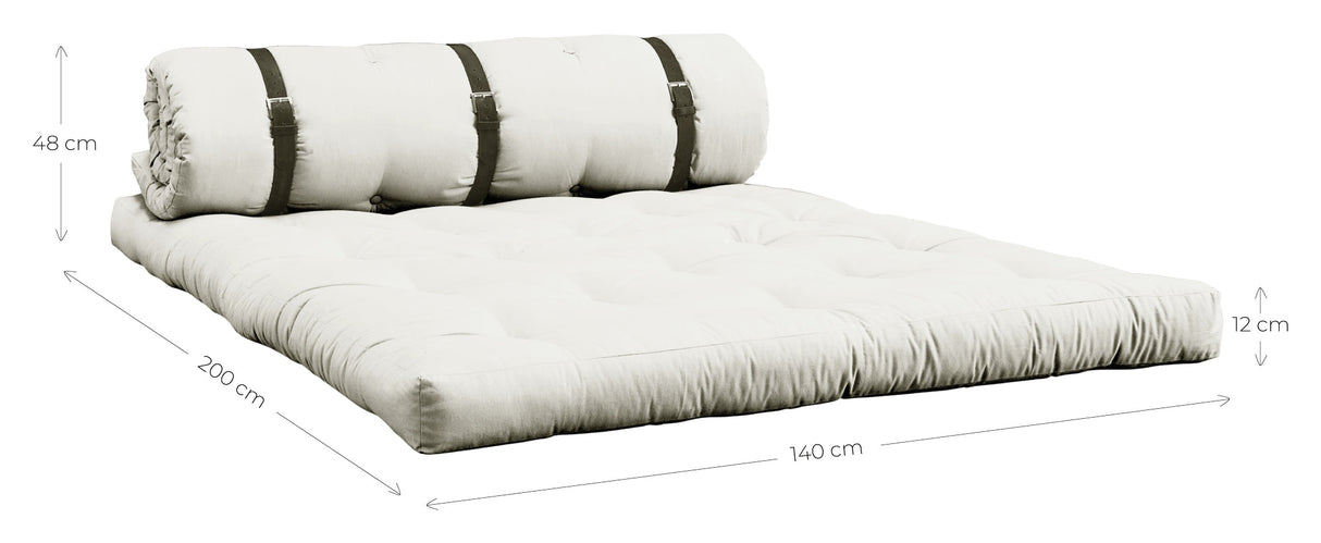 Spenne-up futon sofa, marine petroleum blå