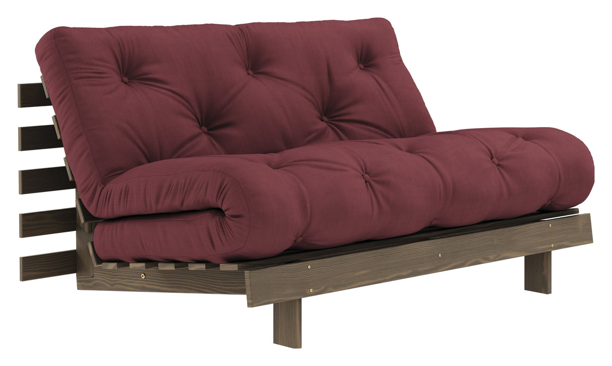 Røtter 140 sofa seng, brun lakkert furu, Bordeaux